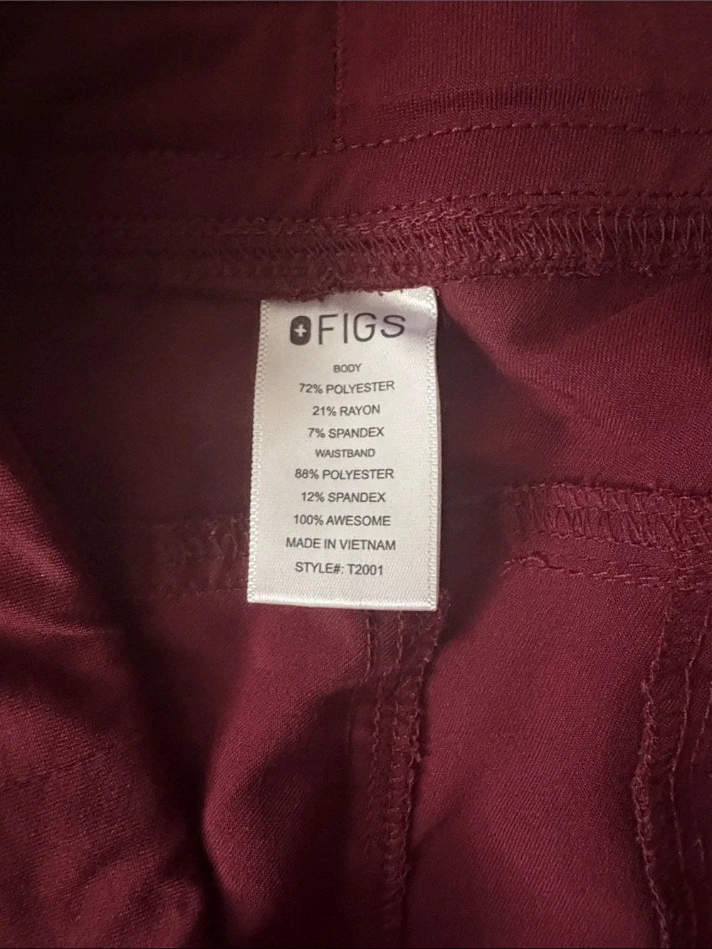 Figs Cairo Scrub Pant Burgundy Medium